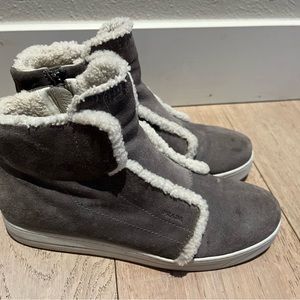 Prada grey shearling booties
